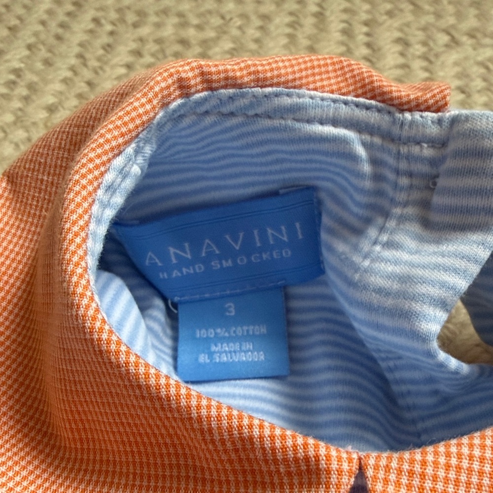Striped Blue and Orange AVAVINI Pumpkin Kids Dress - Picture 2 of 3